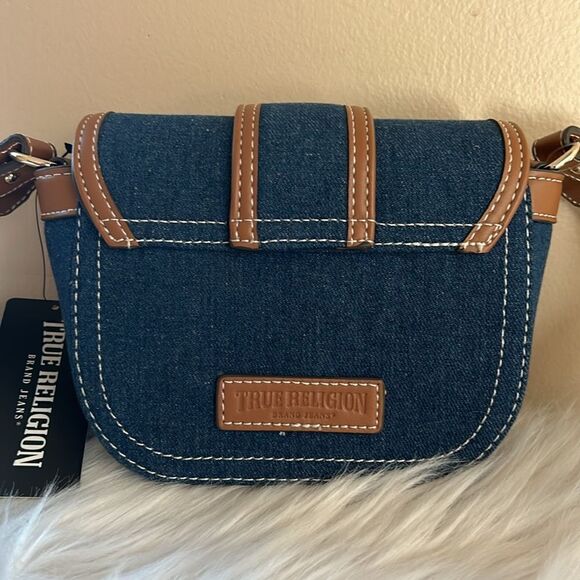 NWT True Religion Crossbody Bag Mini Flap Adjustable bag with Horseshoe Logo - Picture 8 of 13
